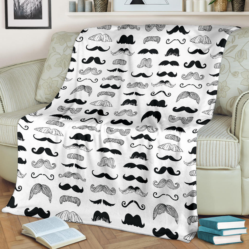 Mustache Beard Pattern Print Design 04 Premium Blanket