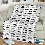 Mustache Beard Pattern Print Design 04 Premium Blanket
