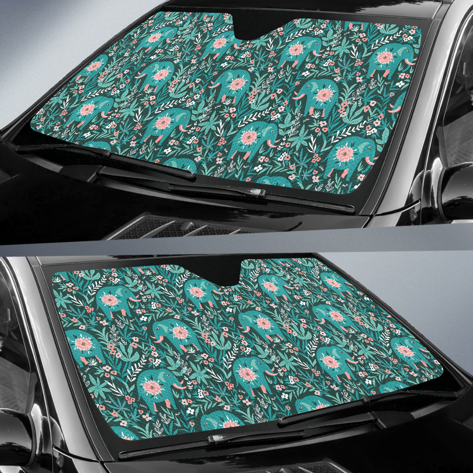 Elephants Jungle Pattern Car Sun Shade