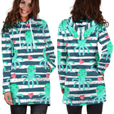 Cute Octopuses Heart Striped Background Women'S Hoodie Dress