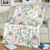 Beautiful Pink Lotus Waterlily Leaves Pattern Premium Blanket