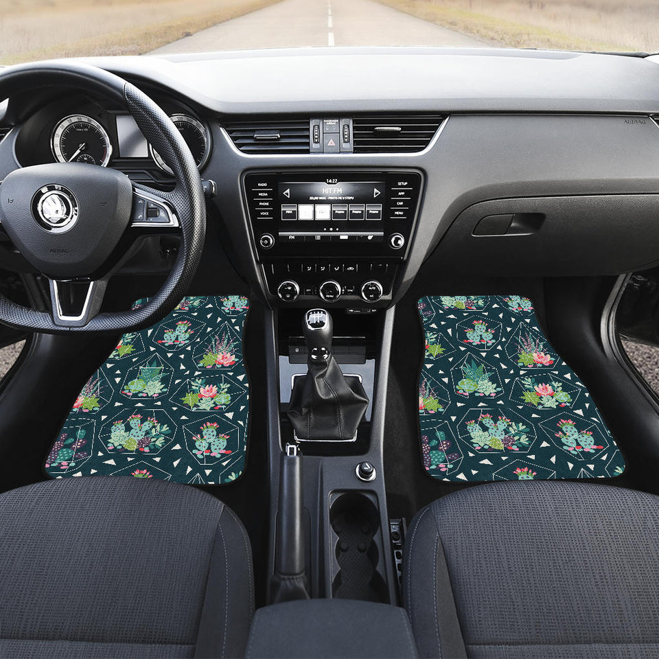 Cactus Glass Terrarium Pattern Front And Back Car Mats