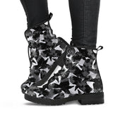 Crow Illustration Pattern Leather Boots