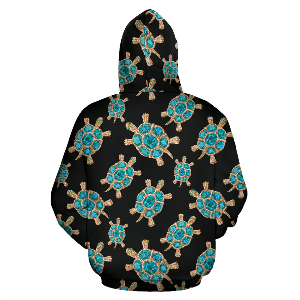 Sea Turtle Blue Stone Pattern Zip Up Hoodie