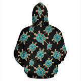 Sea Turtle Blue Stone Pattern Zip Up Hoodie