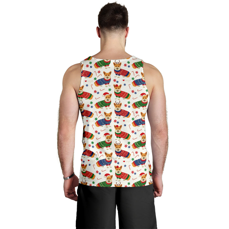 Corgi Christmas Pattern Men Tank Top