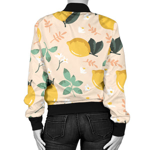 Lemon Flower Leave Pattern Women'S Bomber Jacket