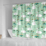White Swan Lake Pattern Shower Curtain Fulfilled In US