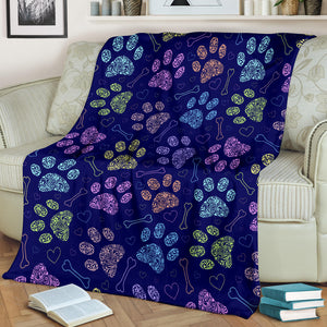 Dog Paws Pattern Print Design 02 Premium Blanket