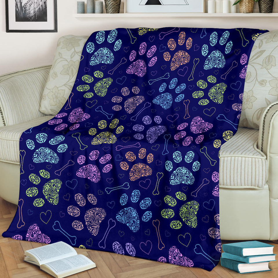 Dog Paws Pattern Print Design 02 Premium Blanket