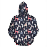 Deers Winter Christmas Pattern Zip Up Hoodie