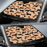 Dachshund Floral Background Car Sun Shade