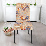 Cute Rooster Chicken Cock Floral Ornament Background Dining Chair Slipcover