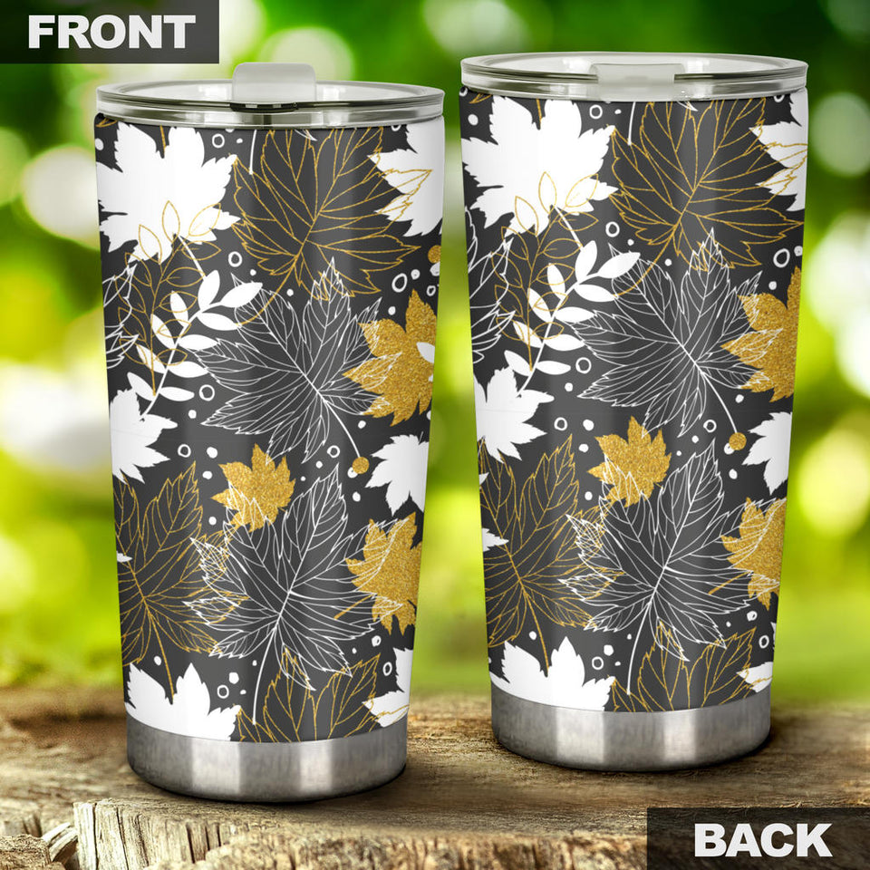 Beautiful Gold Autumn Maple Leaf Pattern Tumbler