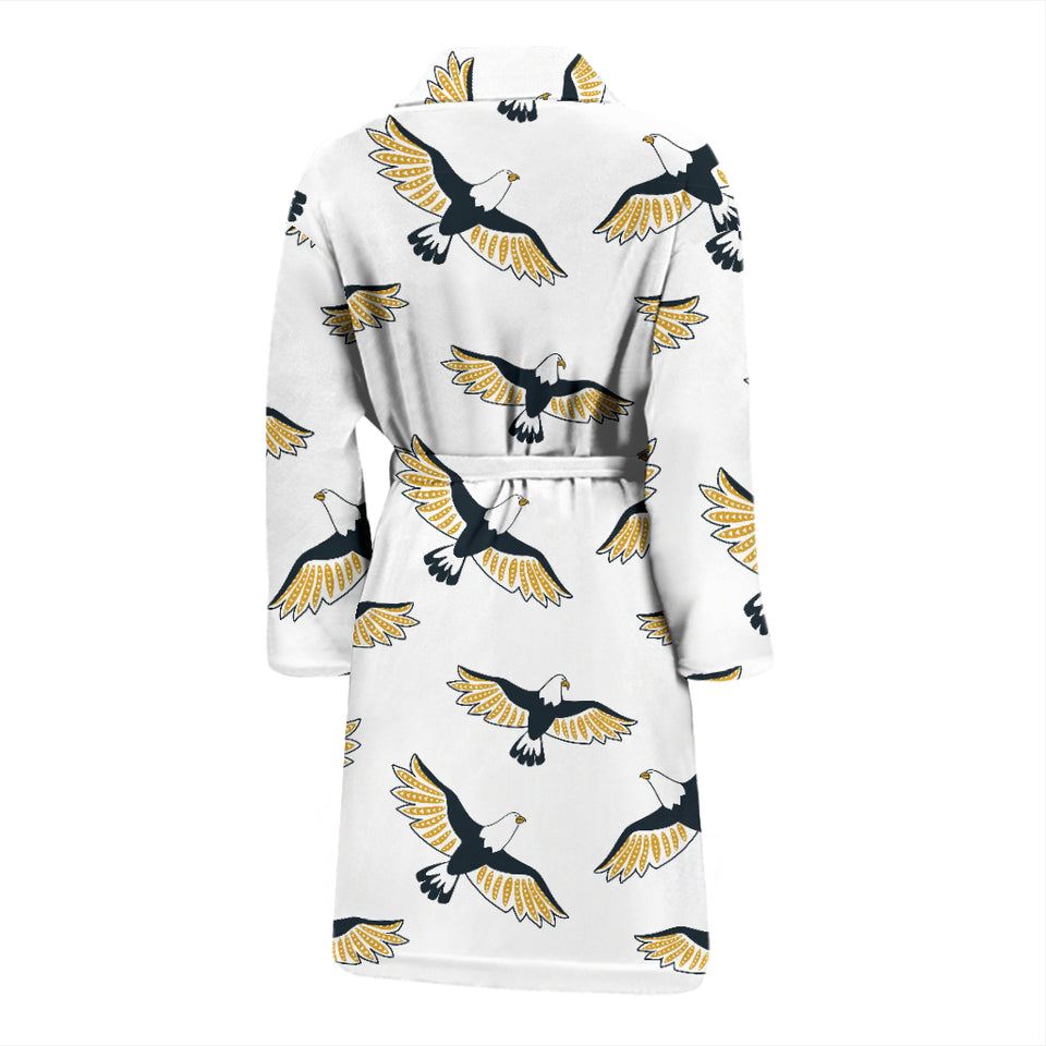 Eagle Pattern Print Design 03 Men's Bathrobe