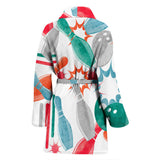 Watercolor Bowling Pattern Women'S Bathrobe