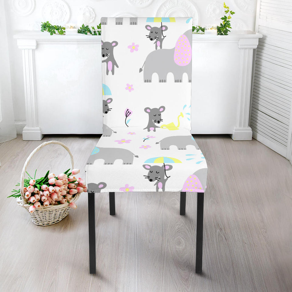Cute Elephant Mouse Pattern Dining Chair Slipcover