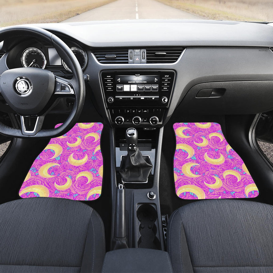 Moon Pink Rose Background Front Car Mats