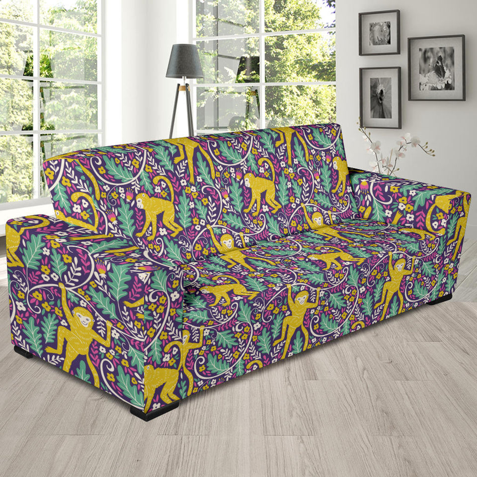Cute Yellow Monkey Leaves Pattern Sofa Slipcover