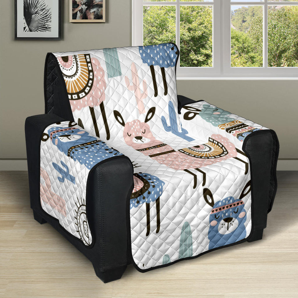 lama Alpaca cactus hand drawn pattern Recliner Cover Protector