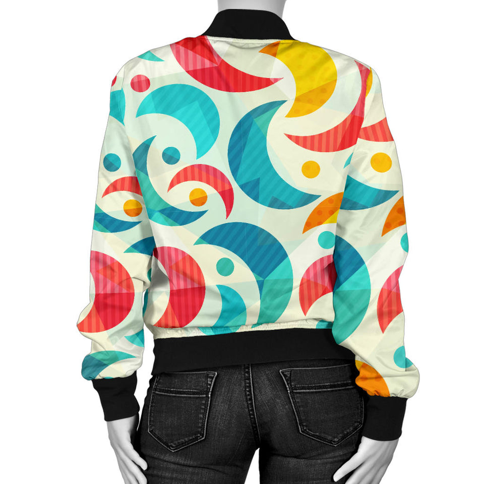 Colorful Moon Pattern Women'S Bomber Jacket