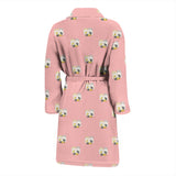 Cute Hamster Cheese Pattern Pink Background Men'S Bathrobe