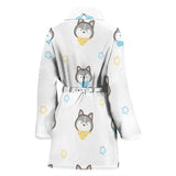 Cute Siberian Husky Pattern Women'S Bathrobe