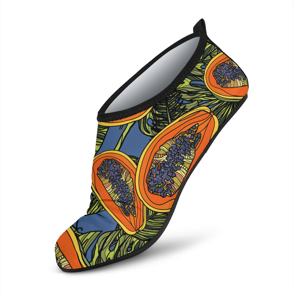 Colorful Papaya Tropical Leaves Aqua Shoes