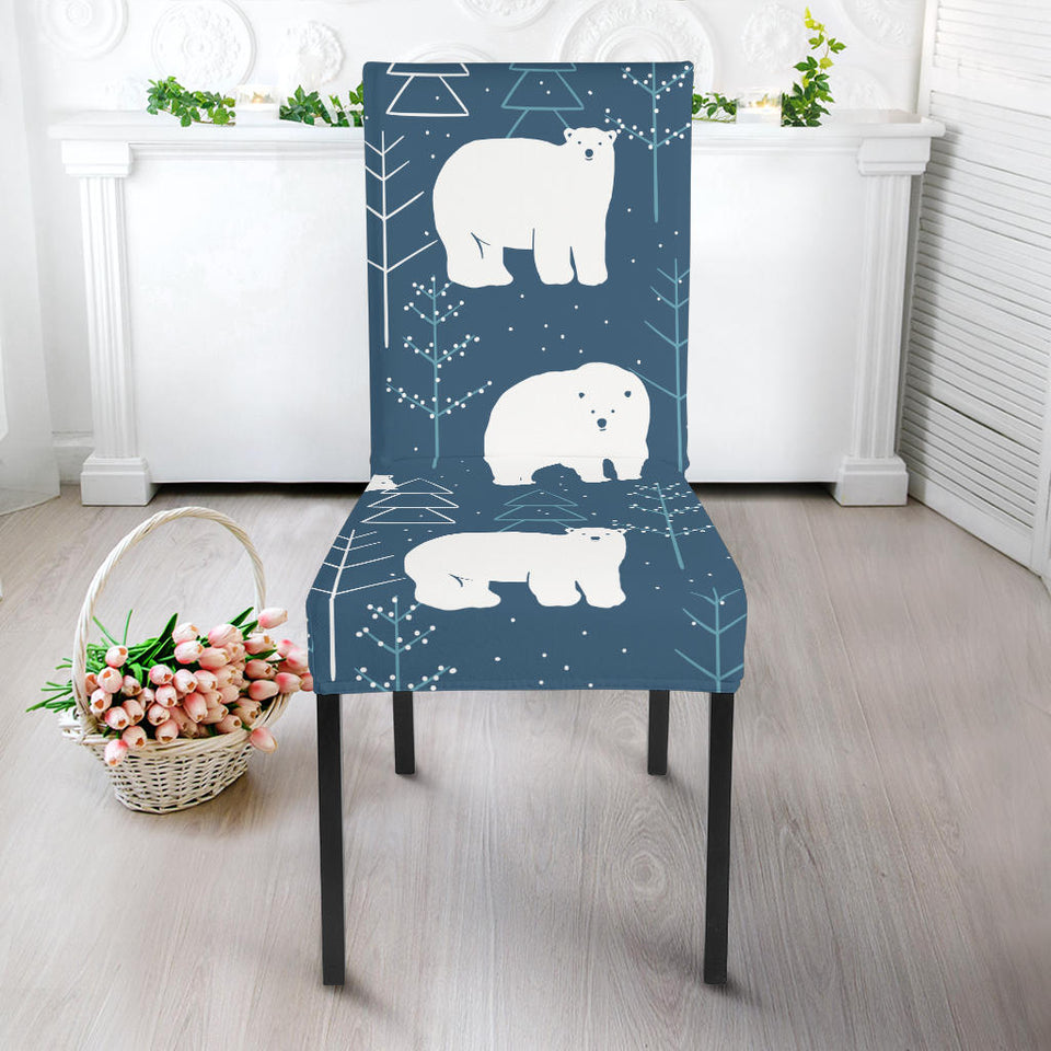 Polar Bear Mother Her Child Pattern Dining Chair Slipcover