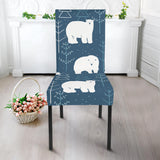 Polar Bear Mother Her Child Pattern Dining Chair Slipcover
