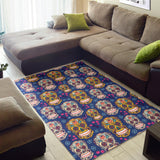 Sugar Skull Flower Pattern Area Rug