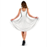 Arabic White Pattern Sleeveless Midi Dress