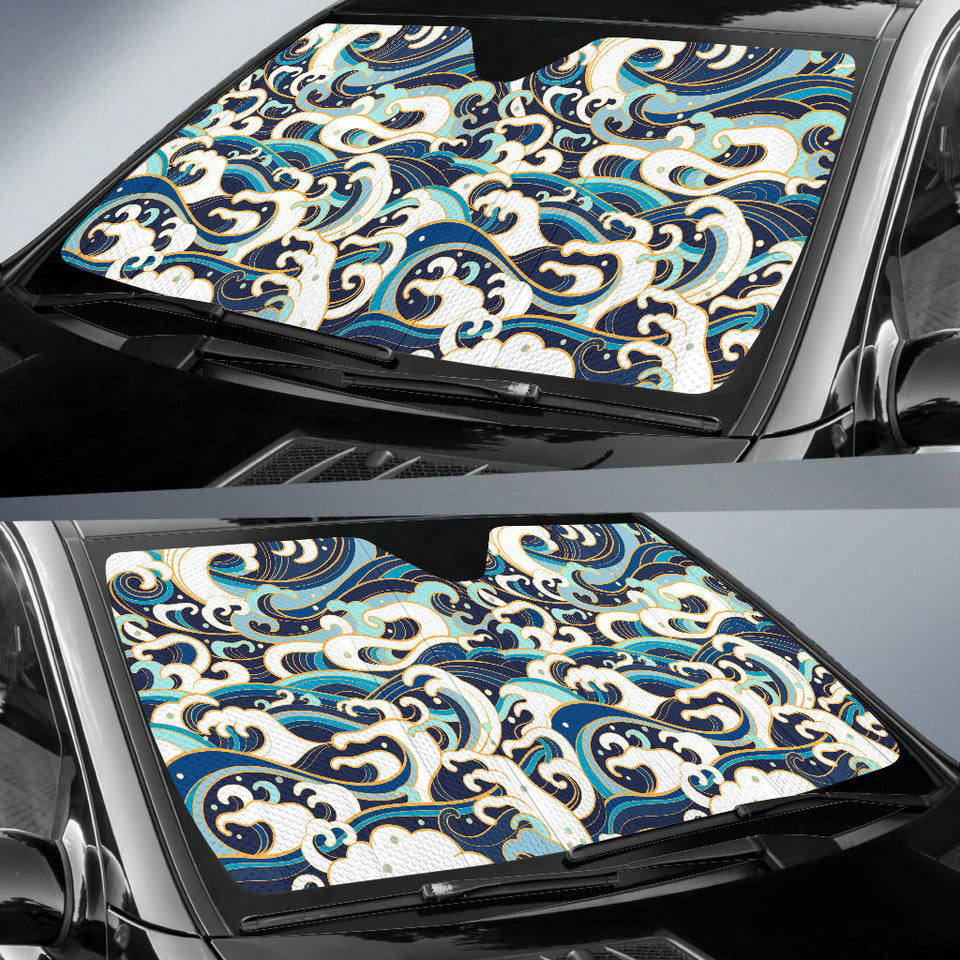 Japanese Wave Pattern Car Sun Shade