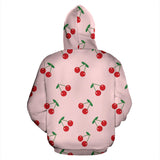Cherry Pattern Pink Background Men Women Pullover Hoodie
