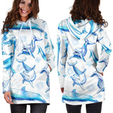 Watercolor Dolphin Pattern Women'S Hoodie Dress
