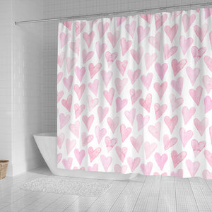 Watercolor Pink Heart Pattern Shower Curtain Fulfilled In US