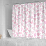 Watercolor Pink Heart Pattern Shower Curtain Fulfilled In US
