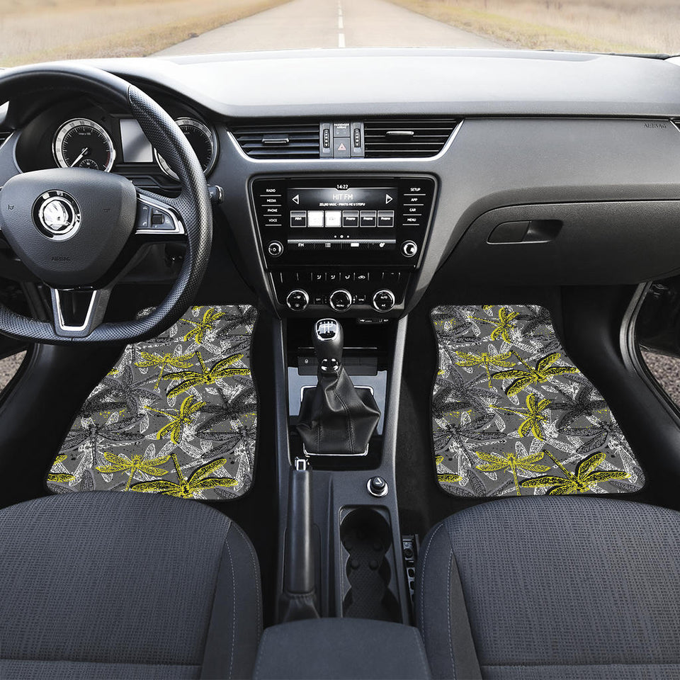 Hand Drawn Dragonfly Pattern Front Car Mats