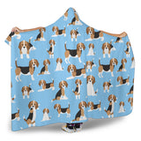 Beagle Dog Blue Background Pattern Hooded Blanket