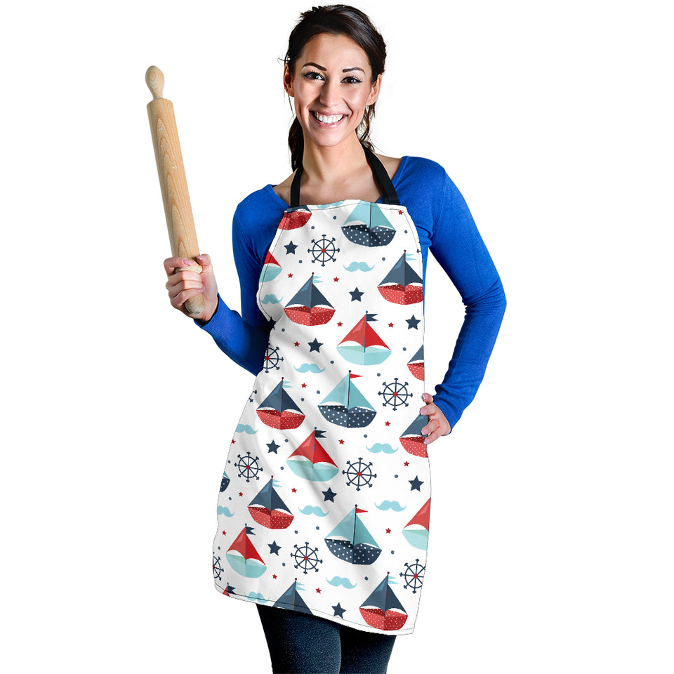 Cute Color Paper Sailboat Pattern Adjustable Apron
