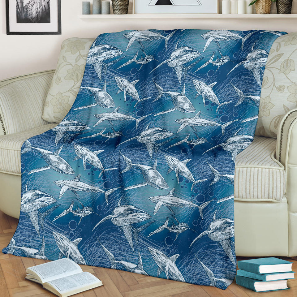 Shark Hand Drawn Premium Blanket
