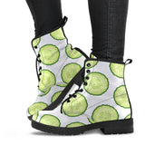 Cucumber Slices Pattern Leather Boots