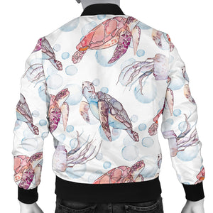 Watercolor Sea Turtle Jellyfish Pattern Men'S Bomber Jacket