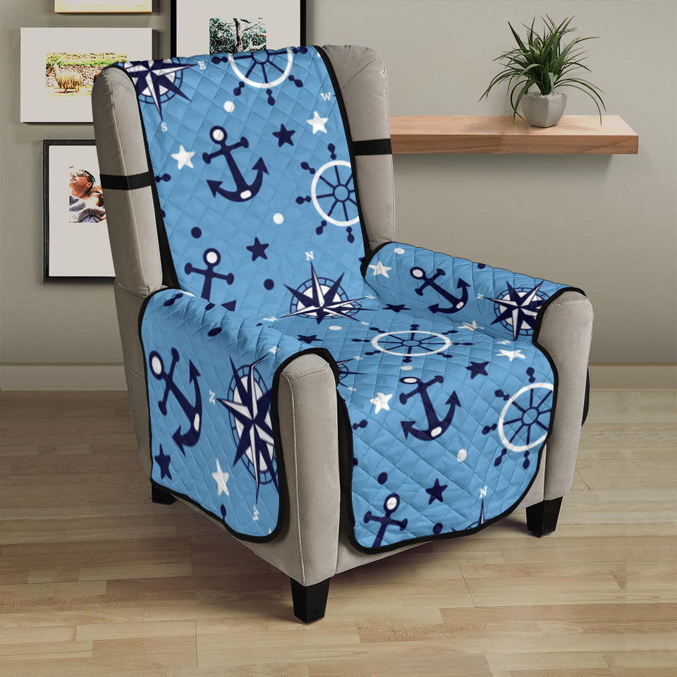 Anchors rudder compass star nautical pattern Chair Cover Protector