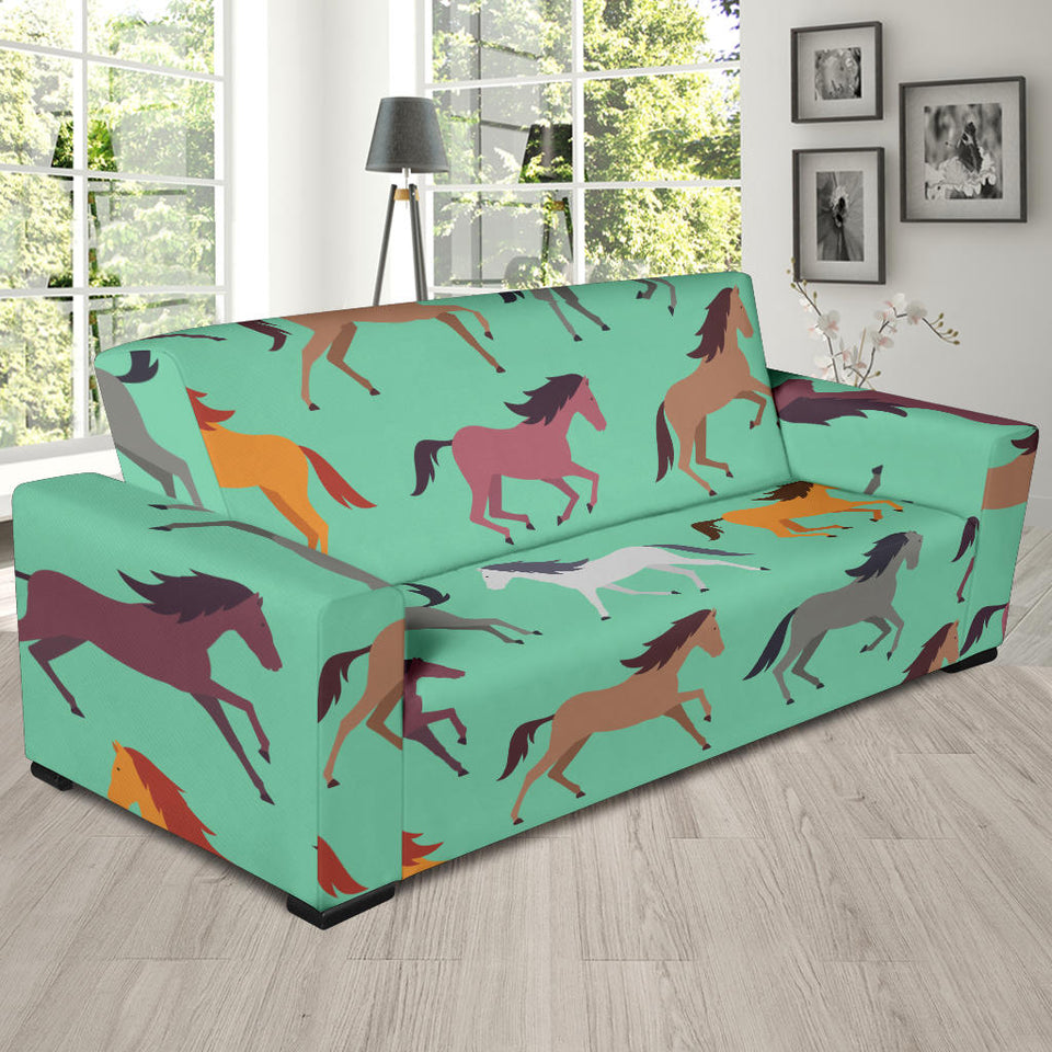 Colorful Horses Pattern Sofa Slipcover