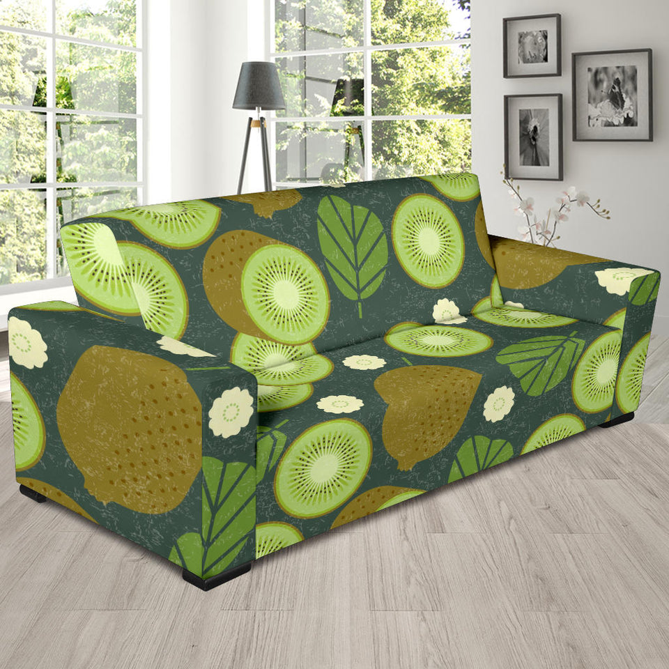 Whole Sliced Kiwi Leave And Flower Sofa Slipcover
