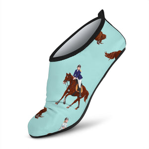 Horses Running Horses Rider Pattern Aqua Shoes