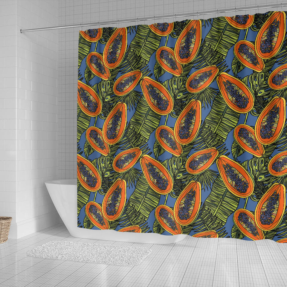 Colorful Papaya Tropical Leaves Shower Curtain Fulfilled In US