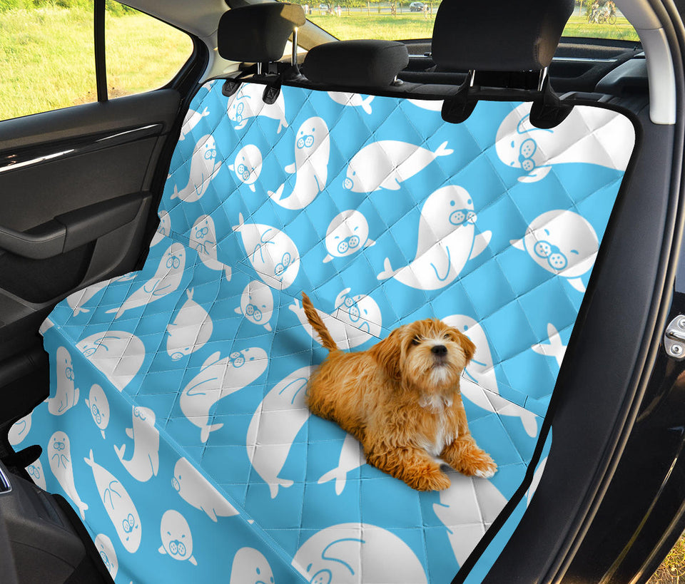 Cute White Sea Lion Seals Pattern Dog Car Seat Covers