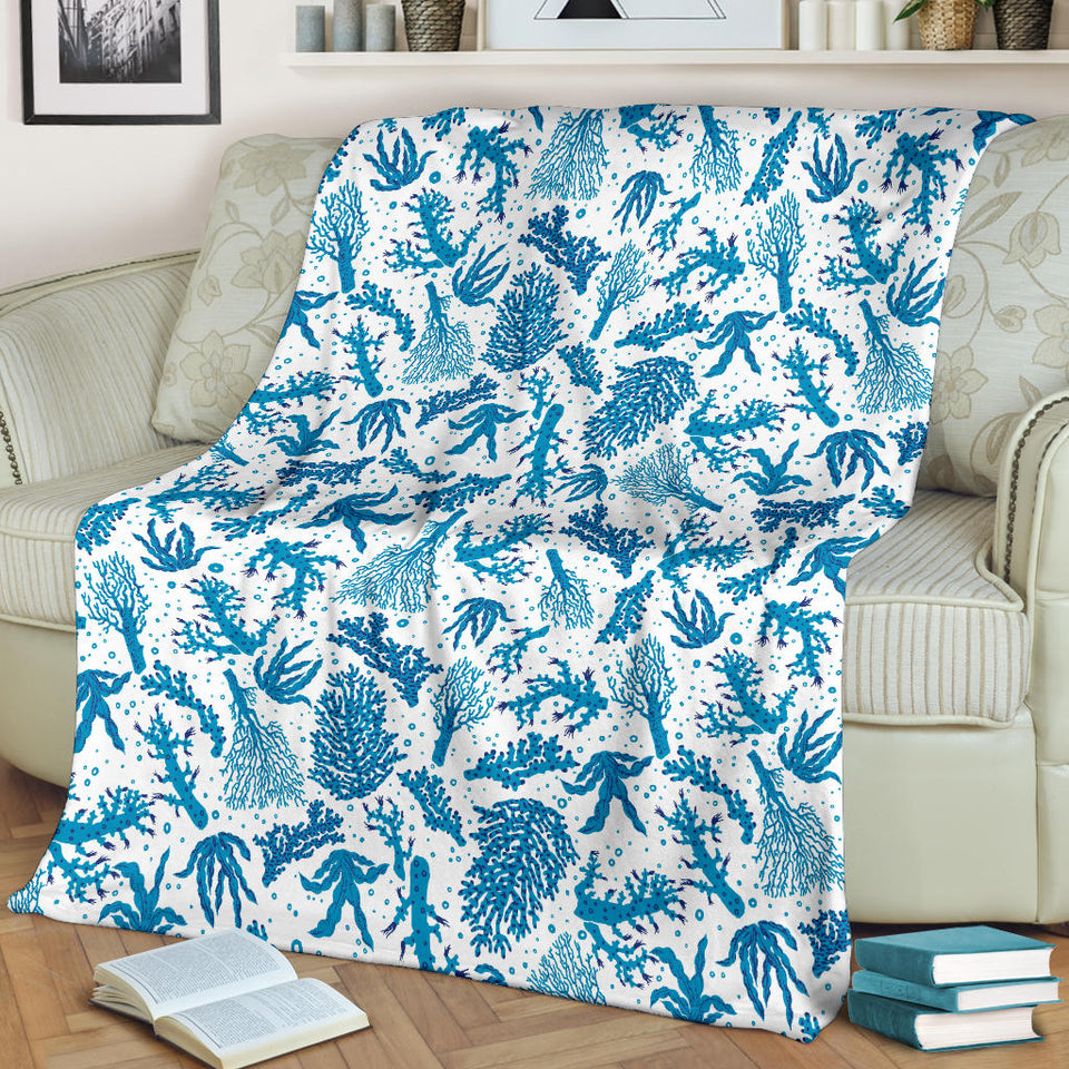 Coral Reef Pattern Print Design 01 Premium Blanket